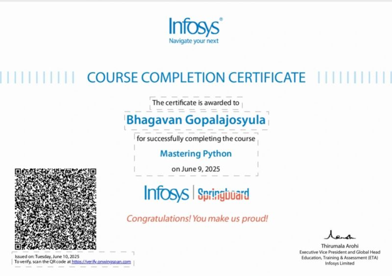Infosys Master Python