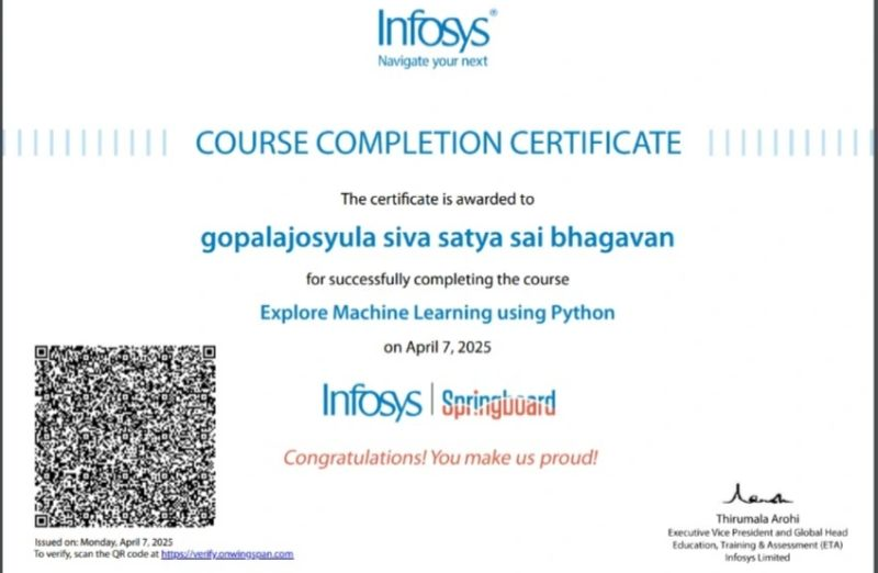 Infosys ML with Python