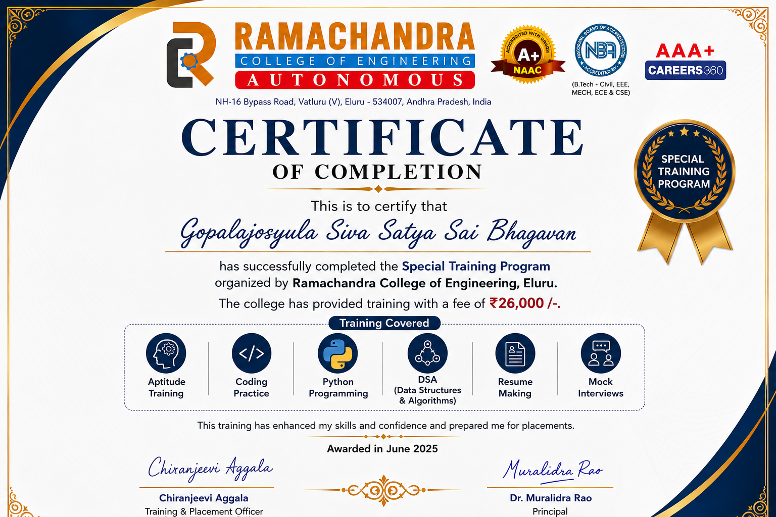 Comprehensive Training Certification